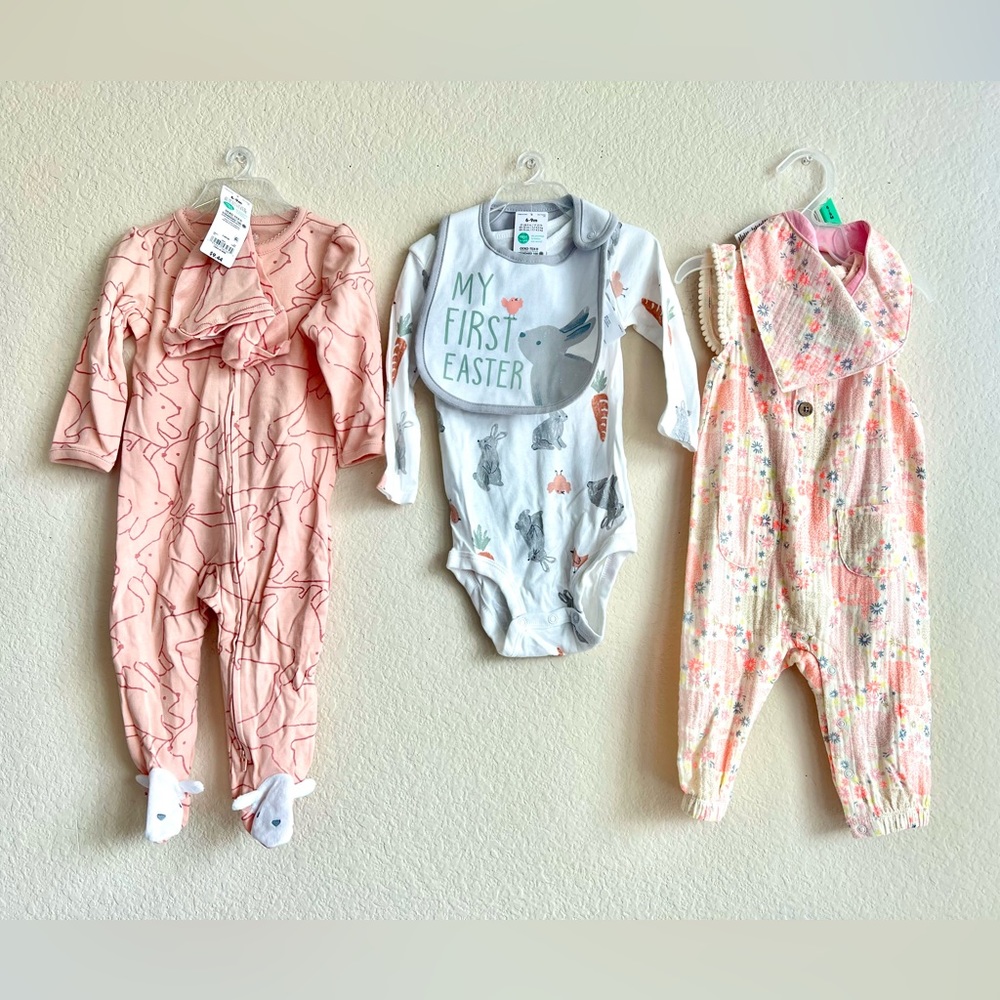 NWT 6 Piece Baby Girl Easter Clothes, 6-9 Months